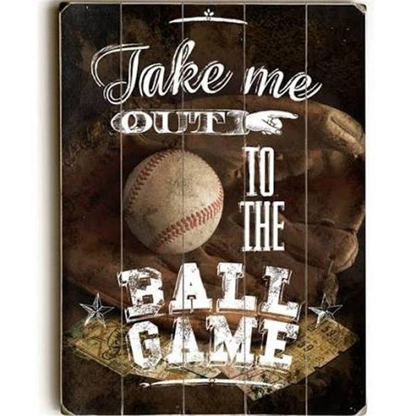 One Bella Casa One Bella Casa 0004-9250-26 14 x 20 in. Take Me Out to the Ballgame Planked Wood Wall Decor by ArtLicensing 0004-9250-26